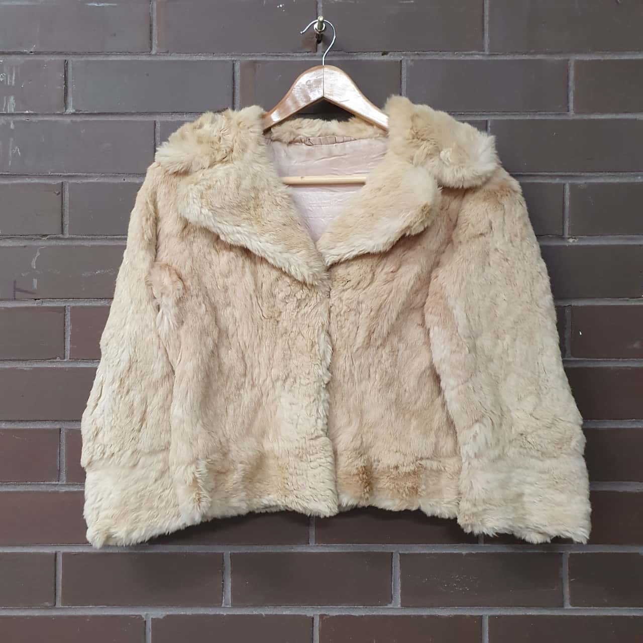 Womens Fur Beige / Cream Cropped Jacket (s)