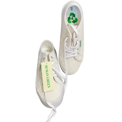 Human Green Women's Sneakers Lift White Canvas Size 10  