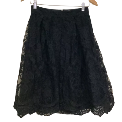 ALANNAH HILL.   Black Lace A-Line Skirt.   Size 8 