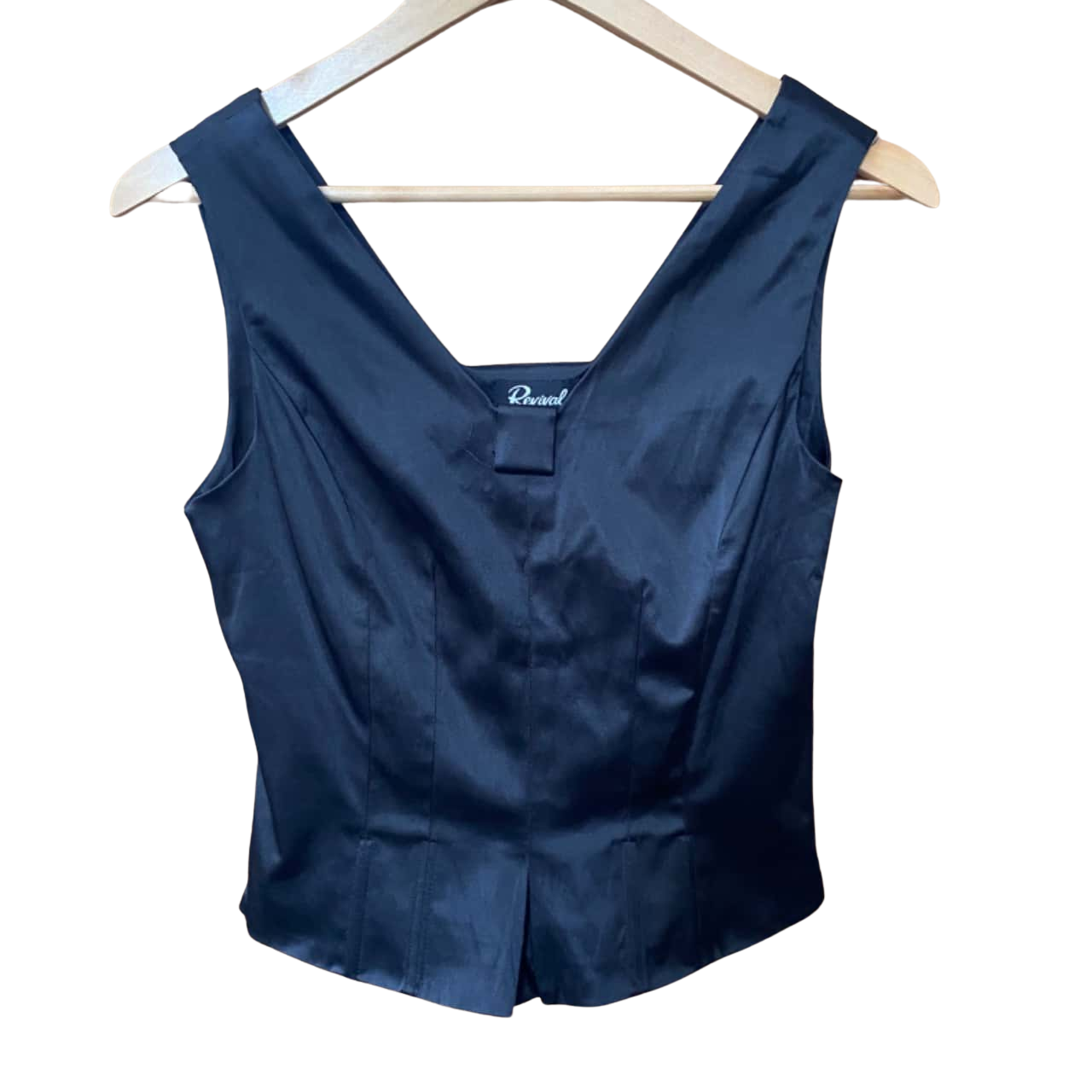 Revival Shiny Black Vest Top Size 10(s)
