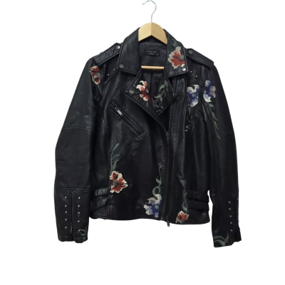 Crossroads Womens  Size 16 Biker Jacket Black  / Pattern 
