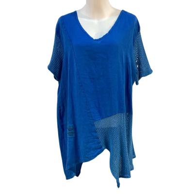 Pure Linen Made in Italy Womens Size XL / XXL Linen Top Blue 