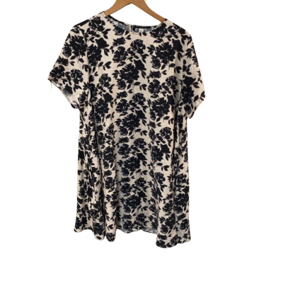 Adorne Womens  Size 16 Black  / Floral / White Dress