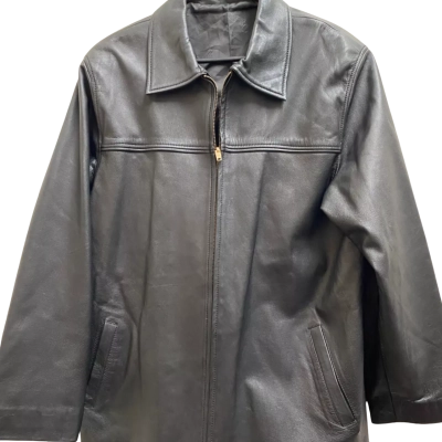 Dormeuil & Henry Sartorial Mens  Size L Front Zipper / Leather Jacket / Winter Coat Black  