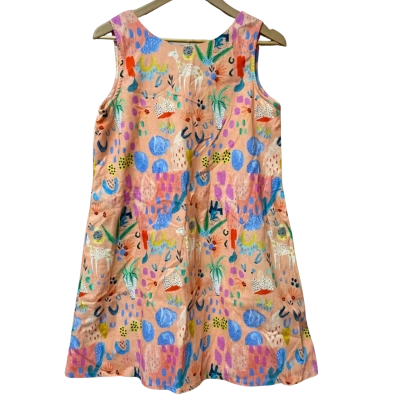 BNWT Jericho Road Womens Size 12 Shift Dress Peach / Llama Print