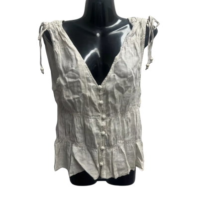 Cynthia Rowley Womens  Size L V-Neck Top Beige 