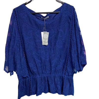 Womens Embroidered Lace Top Navy Size 16