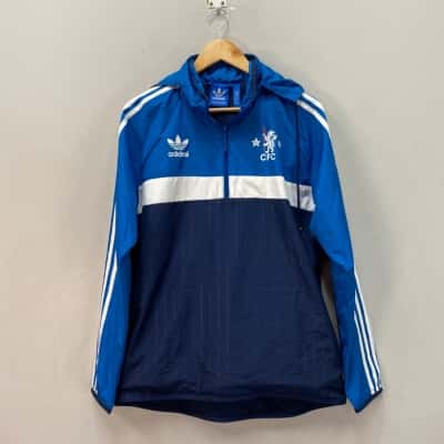 Chelsea FC / Adidas Mens  Size M Hood Jacket Blue / White 