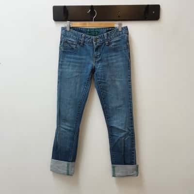 Levis 509 Womens  Size 8 Blue Light Wash Low Skinny Denium Jeans Cuffed Hem