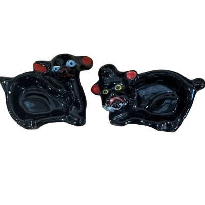 Vintage 1950s Redware Ashtrays Set of 2 