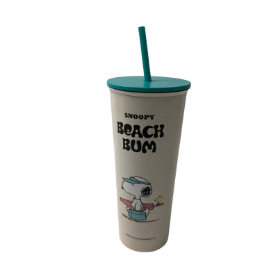 Snoopy beach bum drink cup with straw