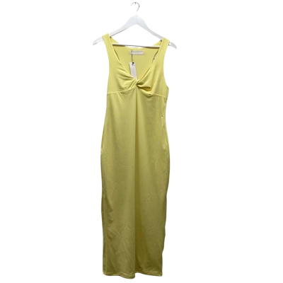Missguided Yellow Twist Front Midi Sleeveless Bodycon Dress BNWT
