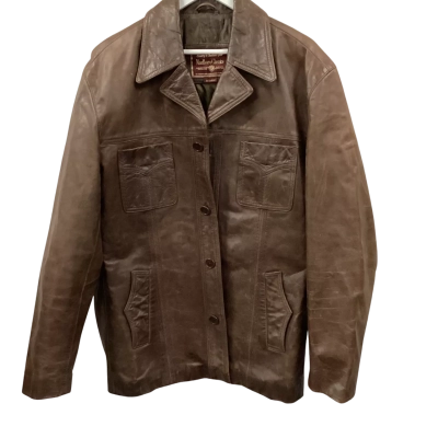  Mens Size XXL Leather Jacket Brown 