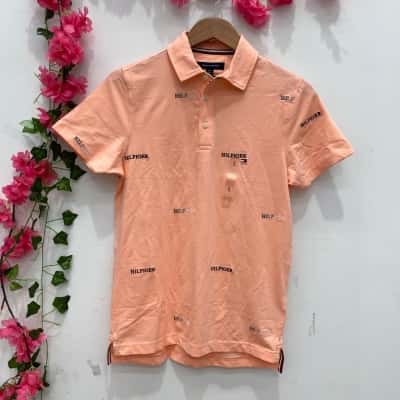 Tommy Hilfiger Mens Slim Fit Polo Shirt Size S Peach 