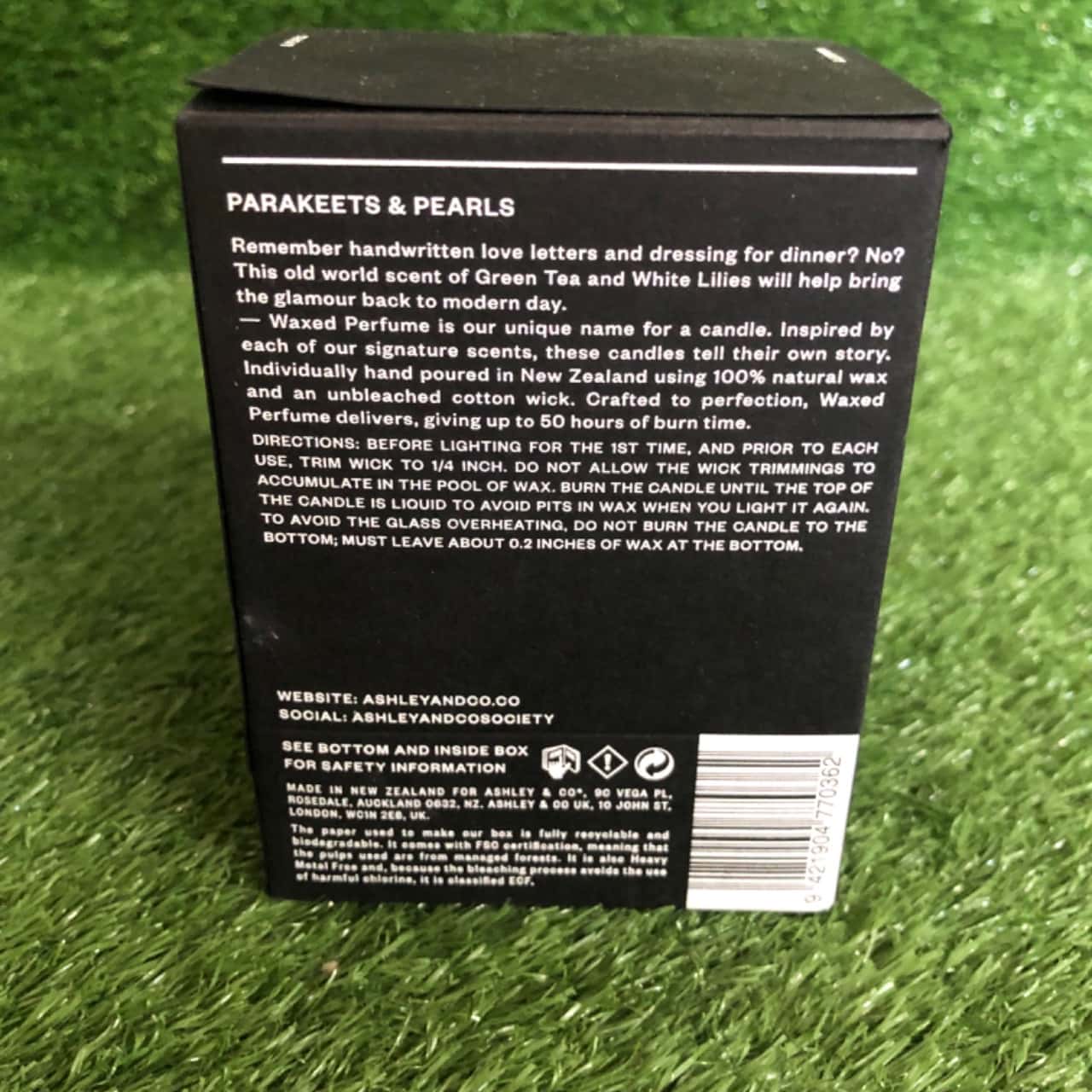 Ashley & Co Waxed Perfume Parakeets And Pearls Scented Candle (New In Box)