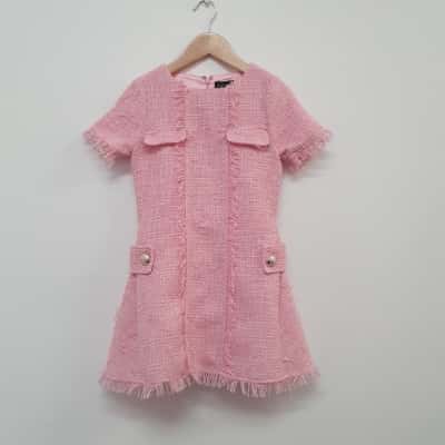 Bardot Junior Girl's Size 6 Sutton Boucle Pink Dress - New With Tags