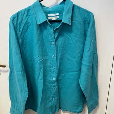 Trenery Womens  Size XXL Long Sleeve Shirt Blue / Green 