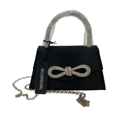 thatssofetch - Women 's Evening Bag - Black  / Silver Diamond BNWT 