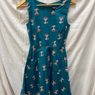 Dangerfield Womens  Size 6 Midi Dress Green / Pattern 