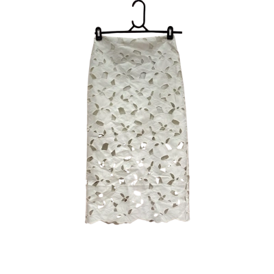 H&M Womens Size 6 White Floral Midi Skirt 