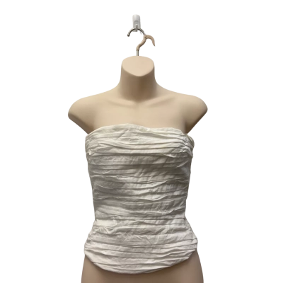 AJE Women's Size 10AU/M Sunbeam Ruched Cotton Bustier - Ivory (RRP $325)