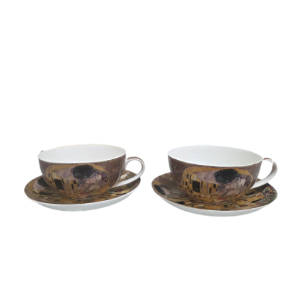 Gustav Klimt “The Kiss” Cup & Saucer Set – 4 Pieces