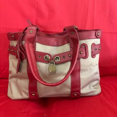 Colorado Grey Canvas with Red Leather Trim Women’s Handbag 