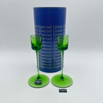 Wedgewood Vintage Green Glass Candlesticks
