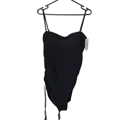  Ochre Lane Womens  Size 20 Ruched Side Tie Onepiece Black Rib Swimsuit