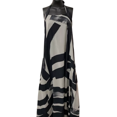  Womens Sarah Pacini Size 3 Halter Neck Dress Black  / White 