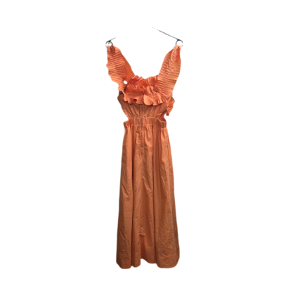 SOVERE Womens Orange Ruffle Cut Out Maxi Dress Size 6 XS