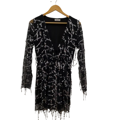 Pretty Wind Italian Made Women  Size 6 / 8 Sequin Playsuit Black  