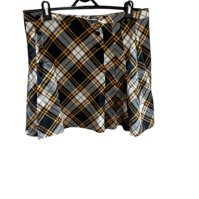 BNWT Black Friday Womens  Size 12 Black  / Orange Tartan Skirt RRP$88