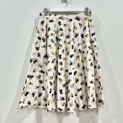 Revival A-Line Middi Skirt Pug Dog Design Size 10 - so so cute 