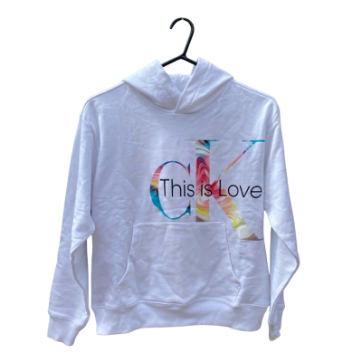 Womens Calvin Klein Jeans Size 12 Hoodie Multicoloured / Pattern / White 