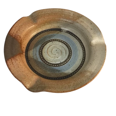 Brown Patterned Ashtray Approx 16.5 x 3.5cm Hobart