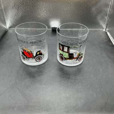 Set of 2 Vintage Car Glasses