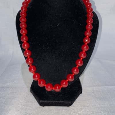  RED BEADED Necklace 
