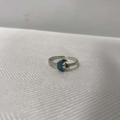 925 Marked Women's Ring Moon & Star