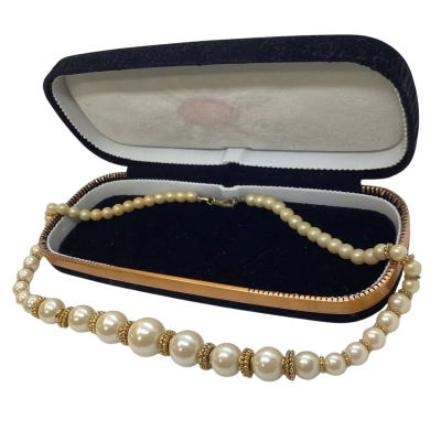 Vintage Faux Pearl Graduated Necklace with Gold-Tone Beads