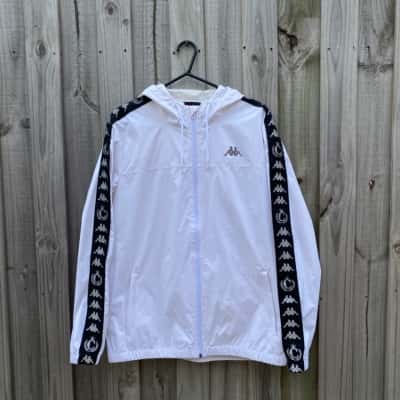 Mens Kappa Size L Performance Jacket Black  / Pattern / Silver / Striped / White 