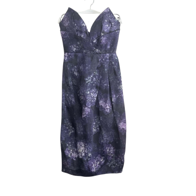 Zimmermann Womens Sheath-Style Sweetheart Neckline Floral Pleated Cocktail Dress  Size 0 Purple/Green