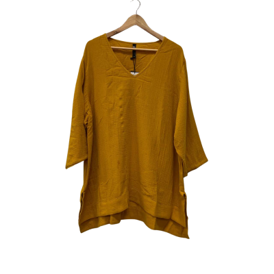 Taking Shape Cotton Malta   Size 24 3/4 Sleeve Top Mustard 