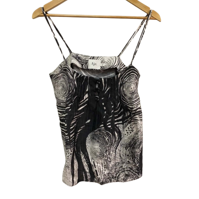 AJE Size 6 Tank Top Black  / White 