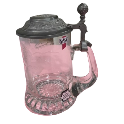 Vintage RASTAL Germany Etched Barley & Hops Crystal Pewter Stein