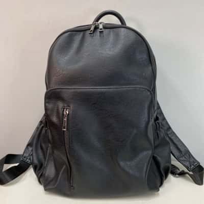 Laura Jones Large Womens Round top Backpack Black Vegan Leather 