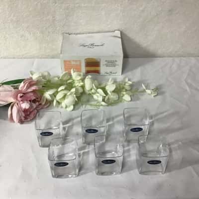 Luigi Bormioli Italy Set of 6 Small Square Shape Glasses (boxed)
