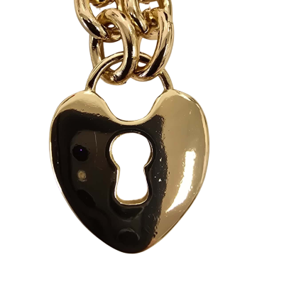 Womens Bracelet Gold Tone Belcher chain with Heart Charm