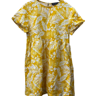 Decjuba Womens  Size M Short Sleeve Dress  White / Yellow 