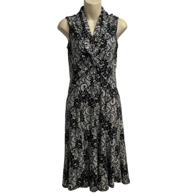 Vintage Joseph Ribkoff Size 8 Black Floral Dress 